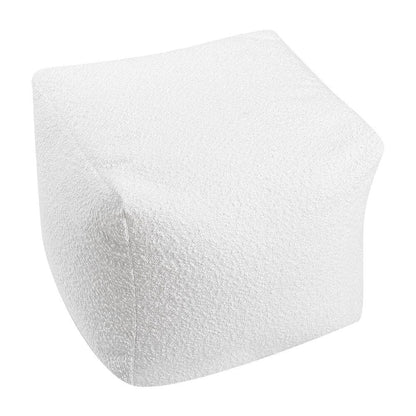 White Textured Fabric Square Footstool