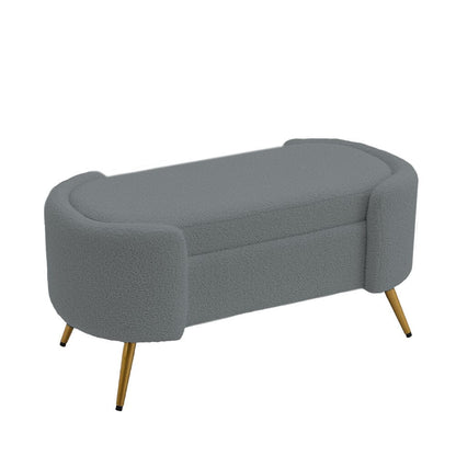 White & Grey Modern Upholstered Accent Bench with Stainless Steel Legs