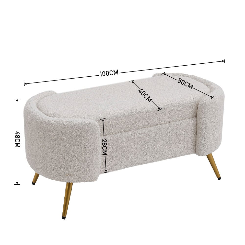 White & Grey Modern Upholstered Accent Bench with Stainless Steel Legs