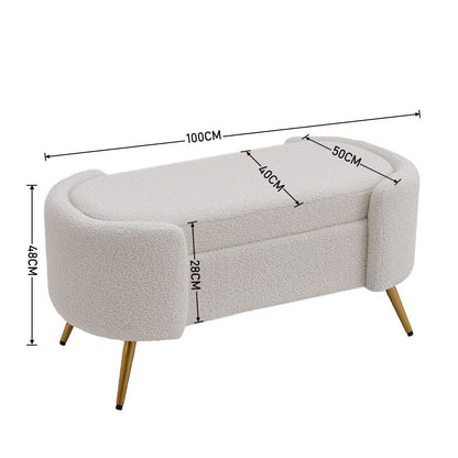 White & Grey Modern Upholstered Accent Bench with Stainless Steel Legs