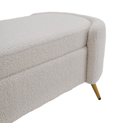 White & Grey Modern Upholstered Accent Bench with Stainless Steel Legs