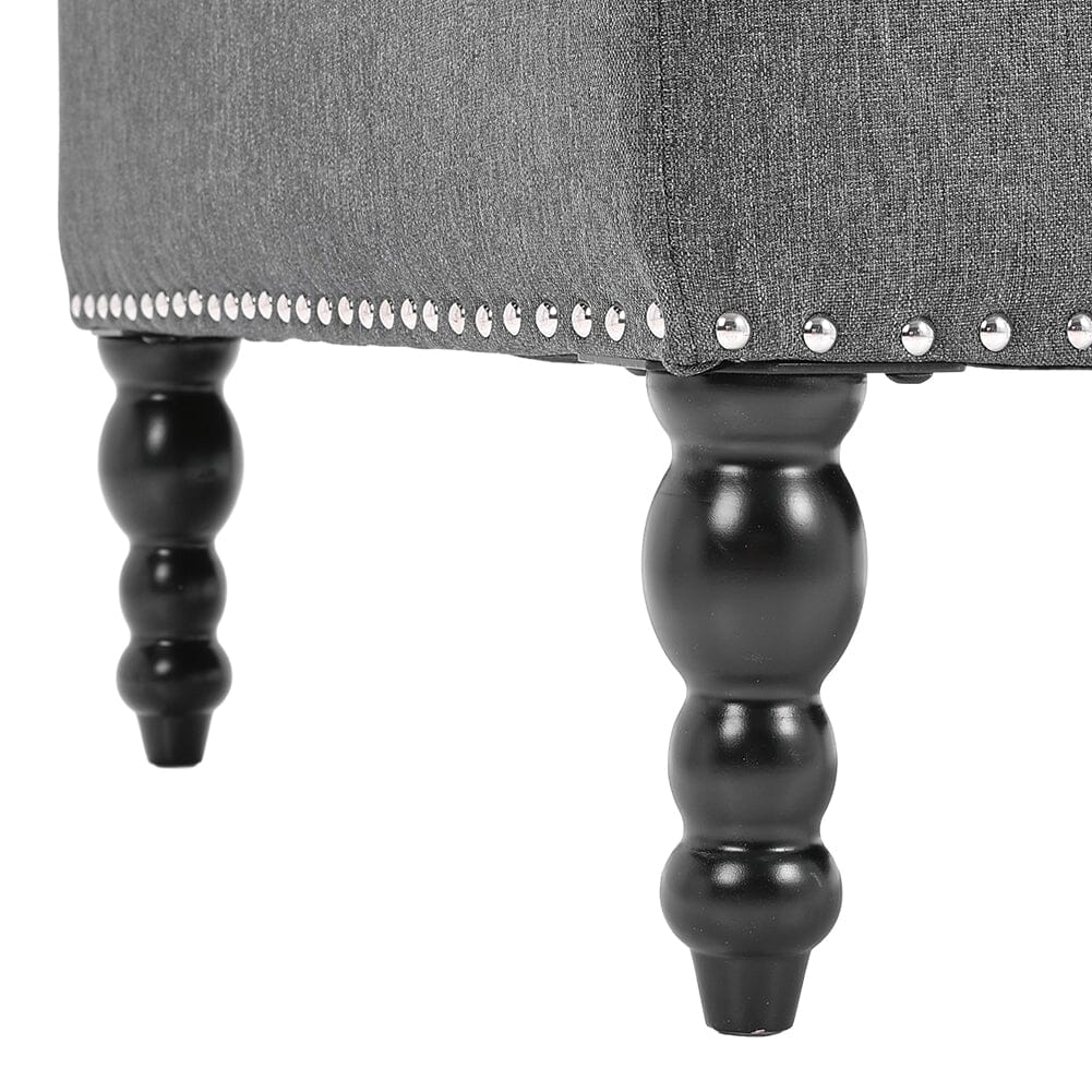Square Linen Tufted Upholstered Ottoman with Storage
