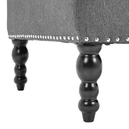 Square Linen Tufted Upholstered Ottoman with Storage