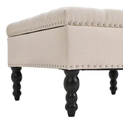Square Linen Tufted Upholstered Ottoman with Storage