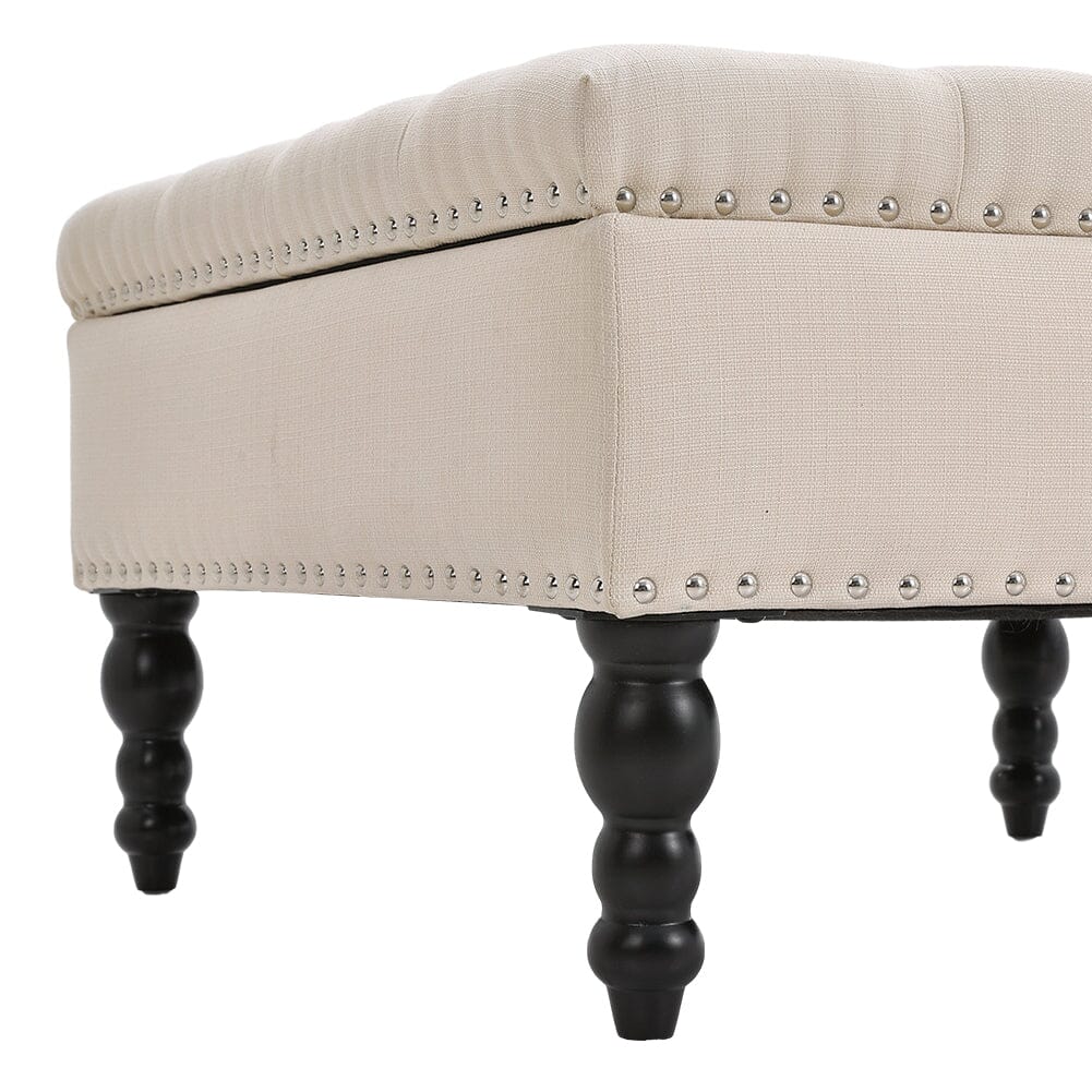 Square Linen Tufted Upholstered Ottoman with Storage