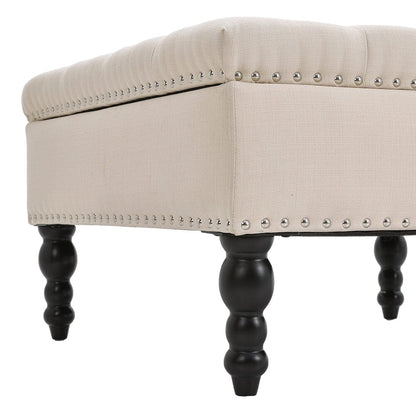 Square Linen Tufted Upholstered Ottoman with Storage