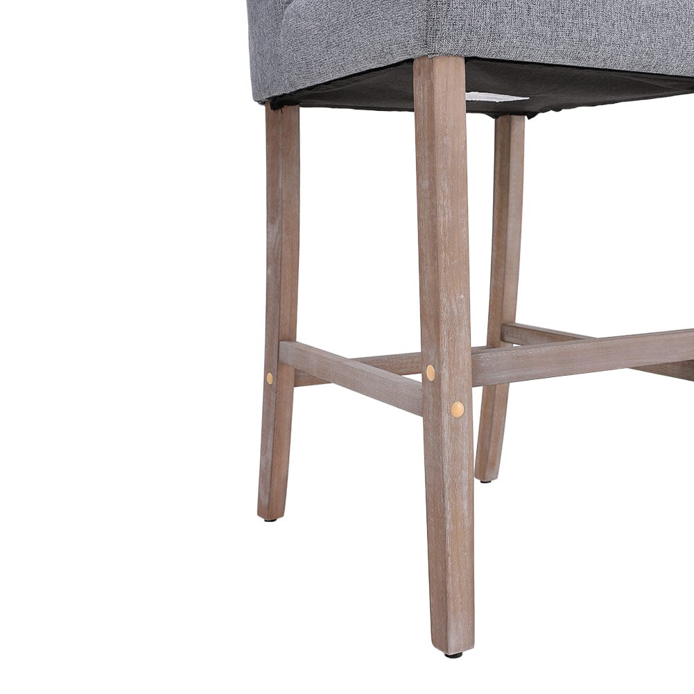 Set of 2 99cm Hight Bar Stools Linen Upholstered with Wood Legs