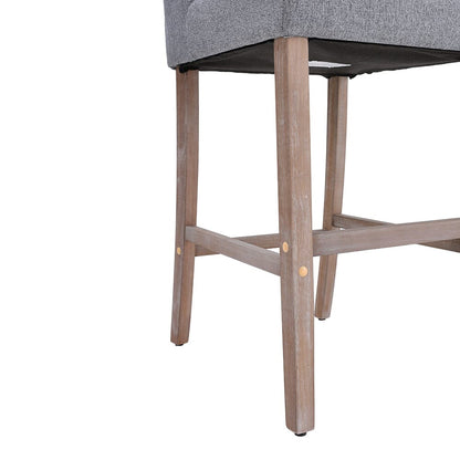 Set of 2 99cm Hight Bar Stools Linen Upholstered with Wood Legs