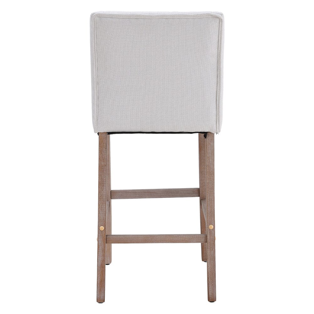 Set of 2 99cm Hight Bar Stools Linen Upholstered with Wood Legs