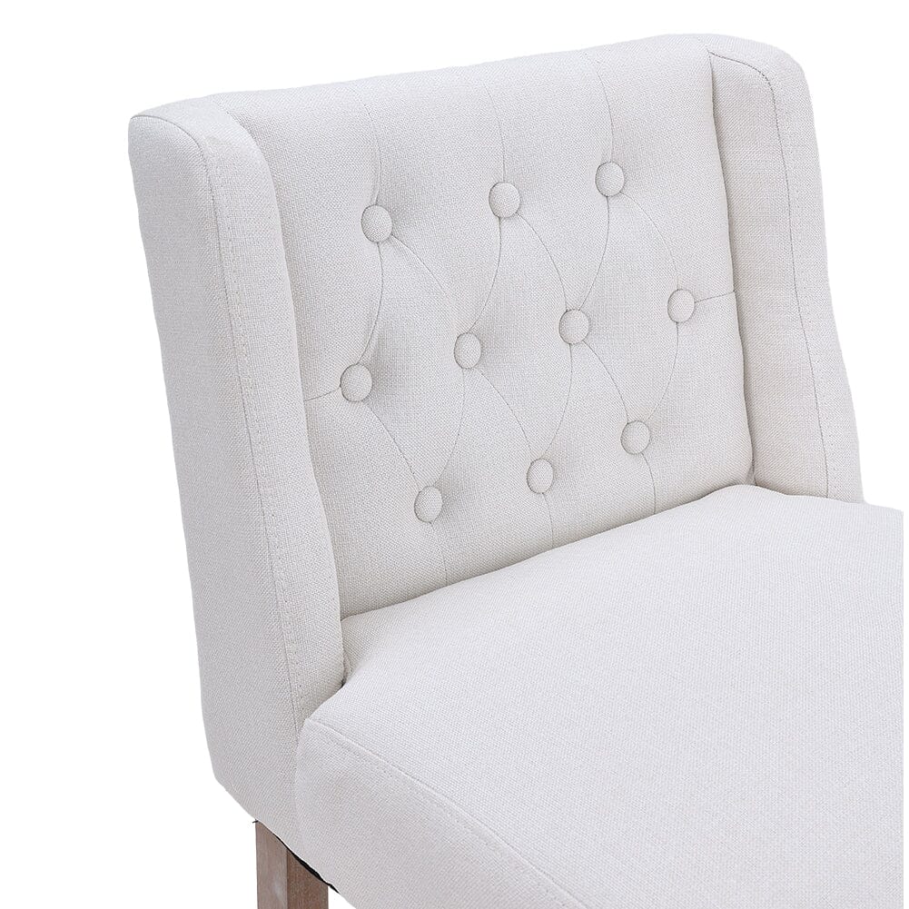 Set of 2 99cm Hight Bar Stools Linen Upholstered with Wood Legs
