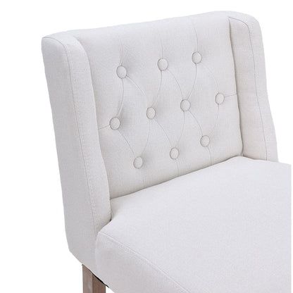 Set of 2 99cm Hight Bar Stools Linen Upholstered with Wood Legs