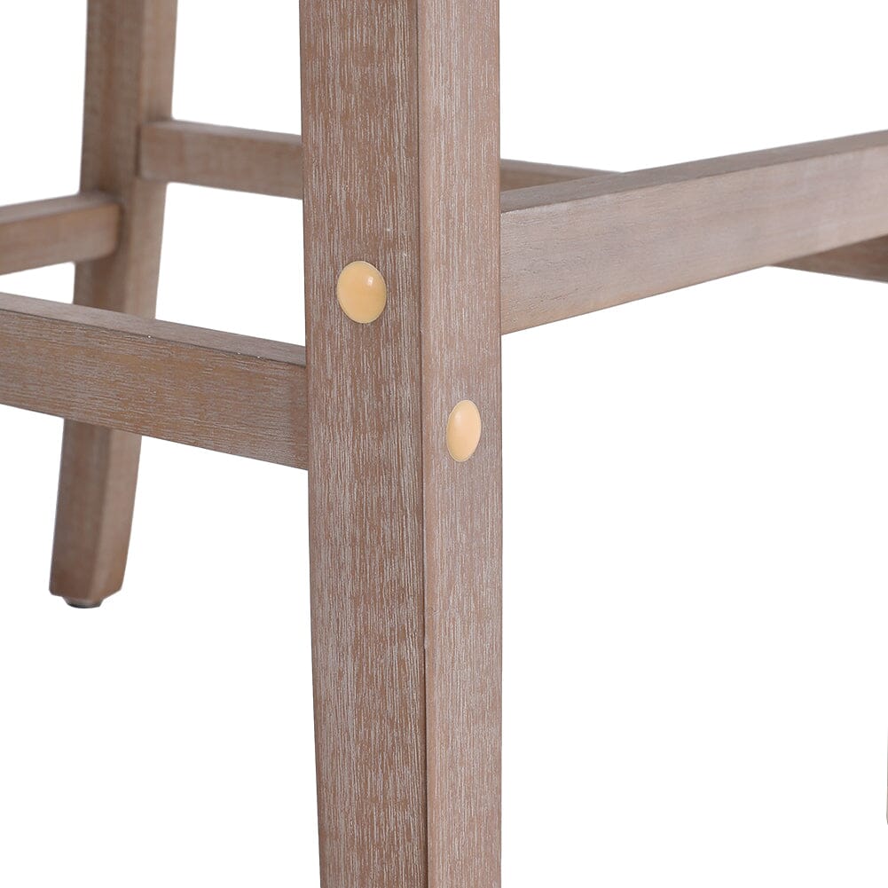 Set of 2 99cm Hight Bar Stools Linen Upholstered with Wood Legs