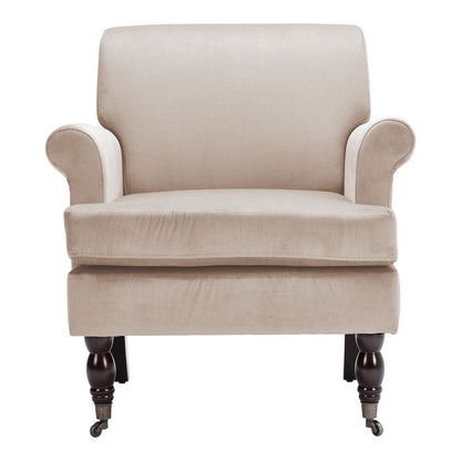 Contemporary Velvet upholstered Armchair with Casters
