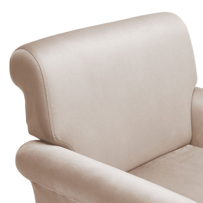 Contemporary Velvet upholstered Armchair with Casters