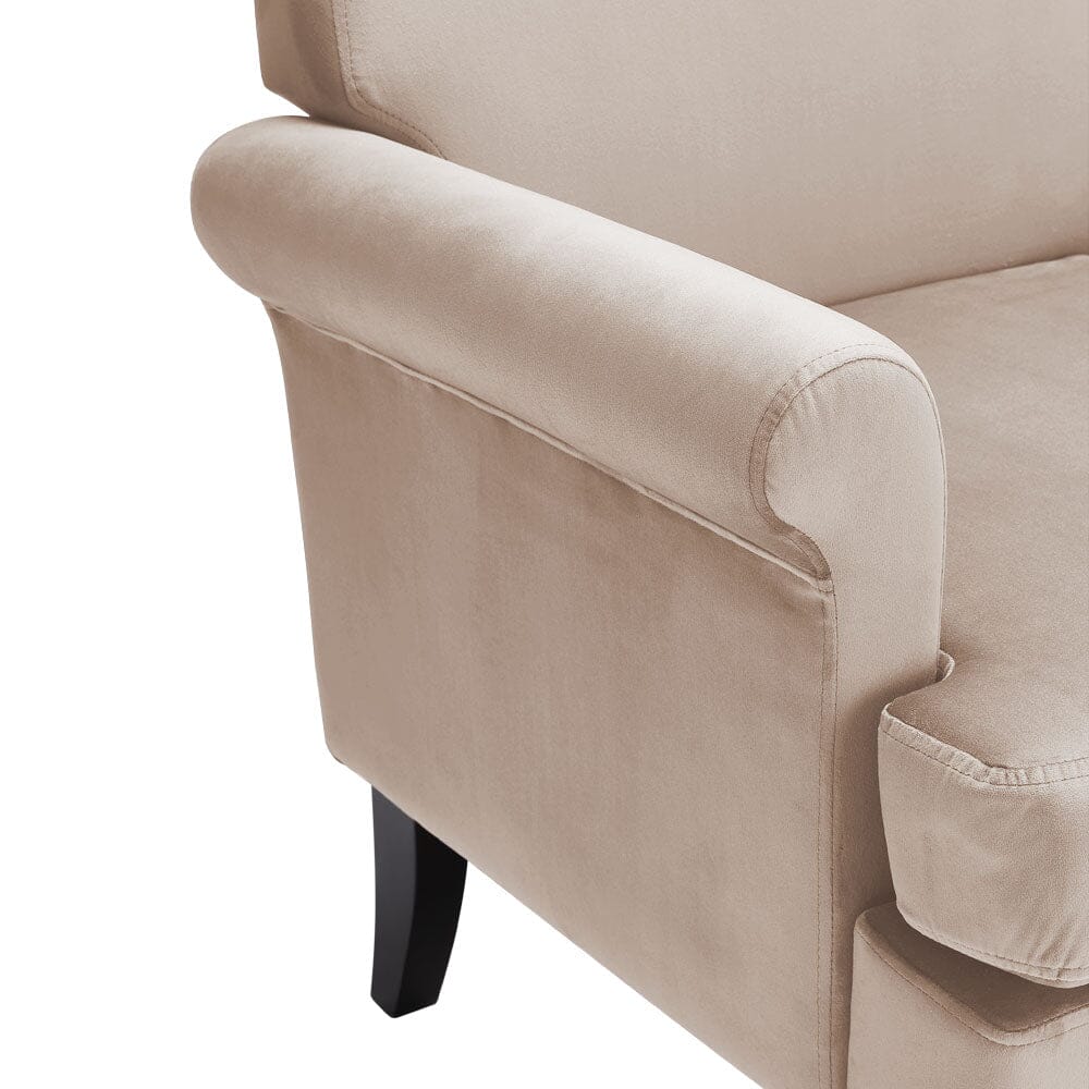 Contemporary Velvet upholstered Armchair with Casters