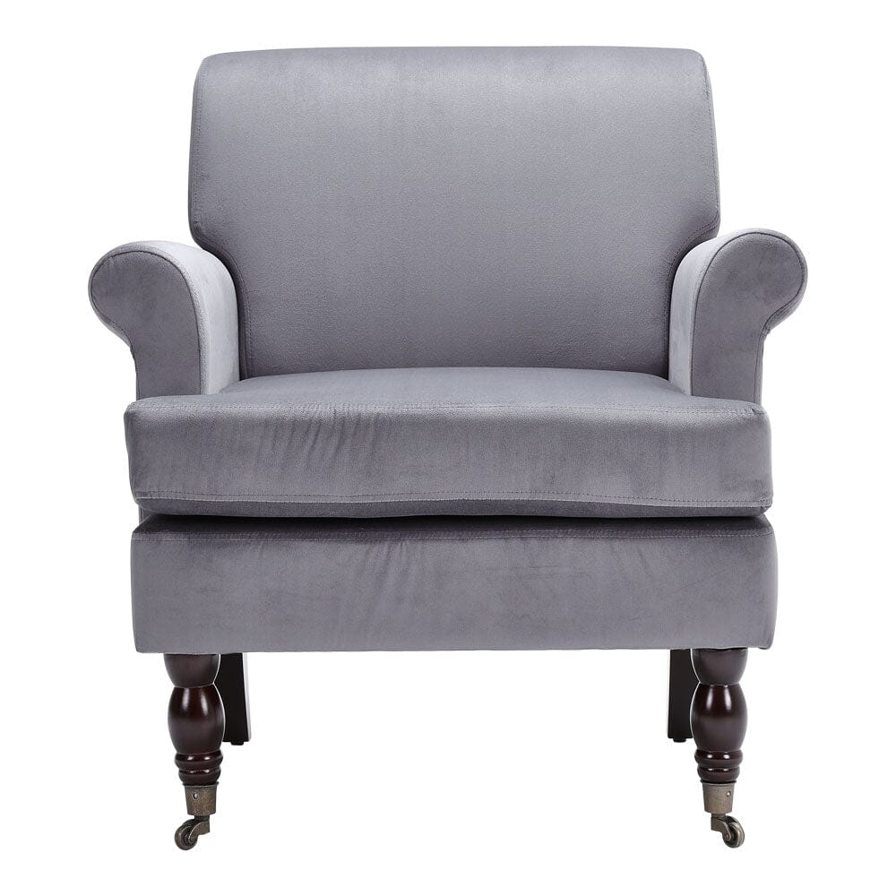 Contemporary Velvet upholstered Armchair with Casters