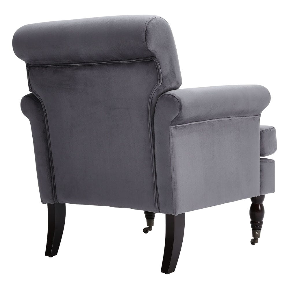 Contemporary Velvet upholstered Armchair with Casters