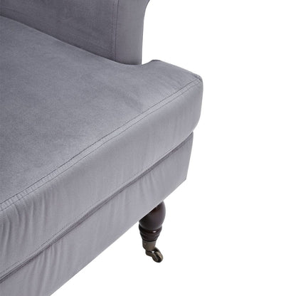 Contemporary Velvet upholstered Armchair with Casters