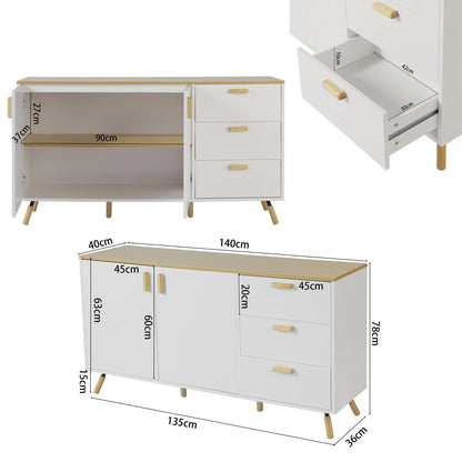 Modern Accent Storage Cabinet with Doors and Drawers