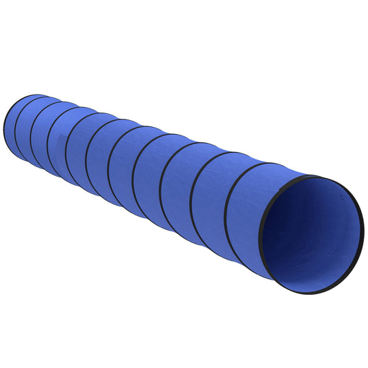 PawHut Dog Tunnel, 500 x 60 cm, Foldable Play Tunnel with 6 Pegs and Bag, Tear-Resistant Outdoor Dog Agility Equipment, Blue