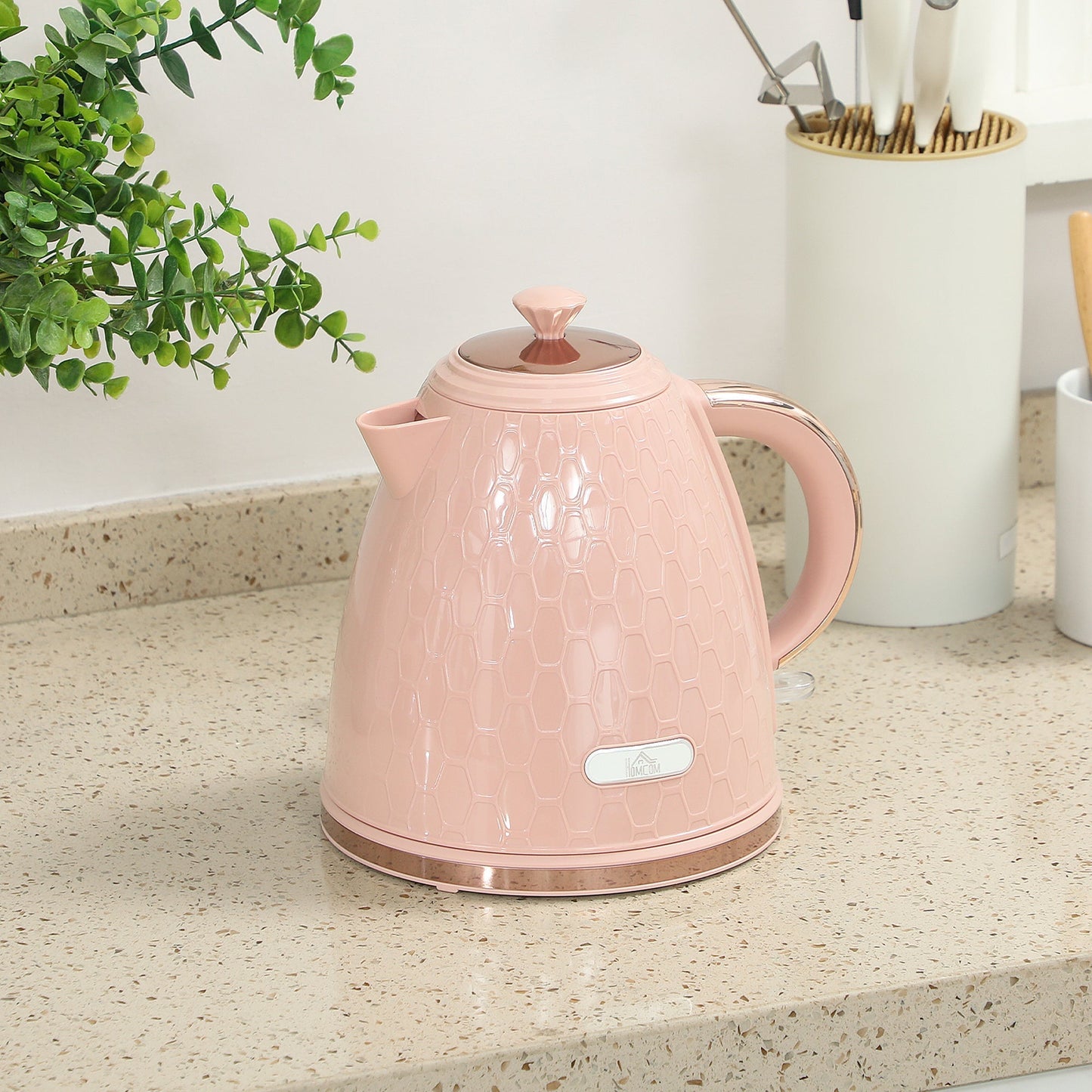 HOMCOM 3kW Rapid Boil Honeycomb Kettle - Light Pink