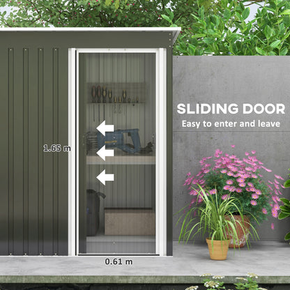 Outsunny 5 x 3ft Garden Storage Shed z przesuwanymi drzwiami i skośnym dachem Outdoor Equipment Tool, czarny