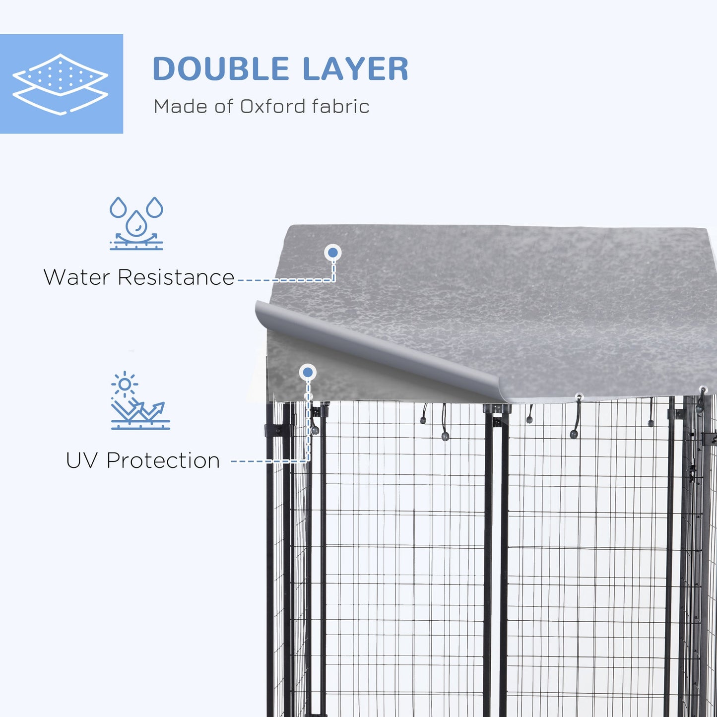 PawHut Outdoor Dog Kennel, Metal Playpen Fence Dog Run with UV-Resistant Canopy and Locks, for Small and Medium Dogs, 120 x 120 x 138cm