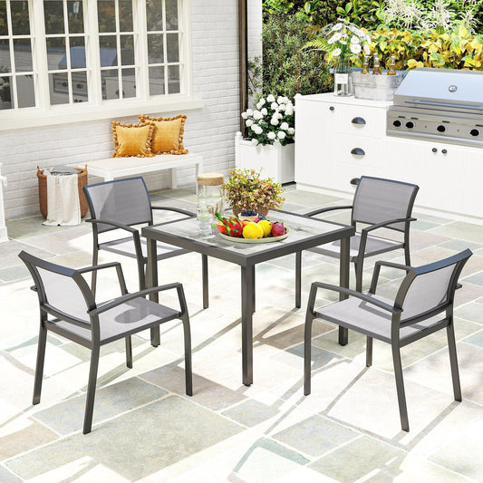 Outsunny Five-Piece Outdoor Garden Dining Set - Grey