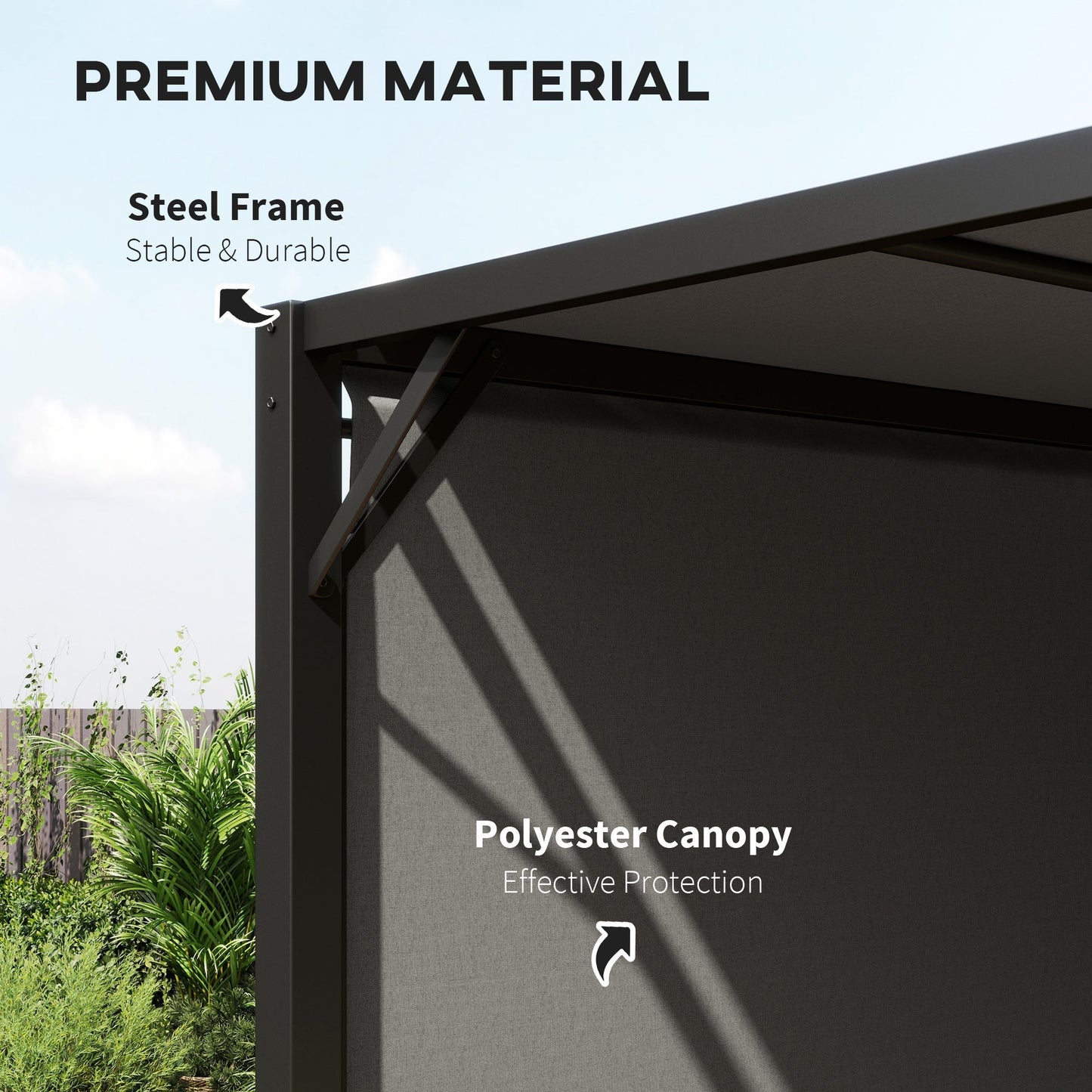 Outsunny 3 X 3 Meters Pergola with Sliding Roof, Garden Gazebo with Adjustable Sun Shade Canopy and Steel Frame, Charcoal Grey
