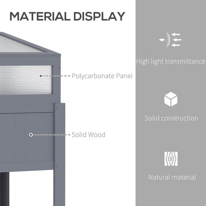 دفيئة خارجية 2 في 1 خشبية بإطار بارد مع صندوق حديقة مرتفع، وغطاء قابل للفتح للزهور والخضروات والنباتات، باللون الرمادي