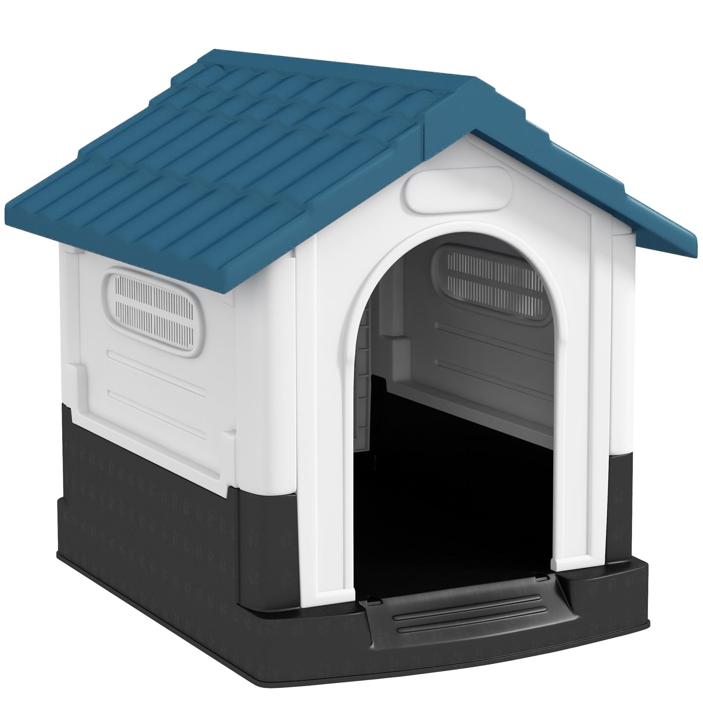 PawHut Plastic Dog Kennel with Windows, for Garden Patio, Miniature and Small Dogs, 80 x 69 x 76cm - Blue