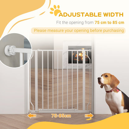 PawHut Extra Wide Dog Safety Gate, with Door Pressure, for Doorways, Hallways, Staircases - White