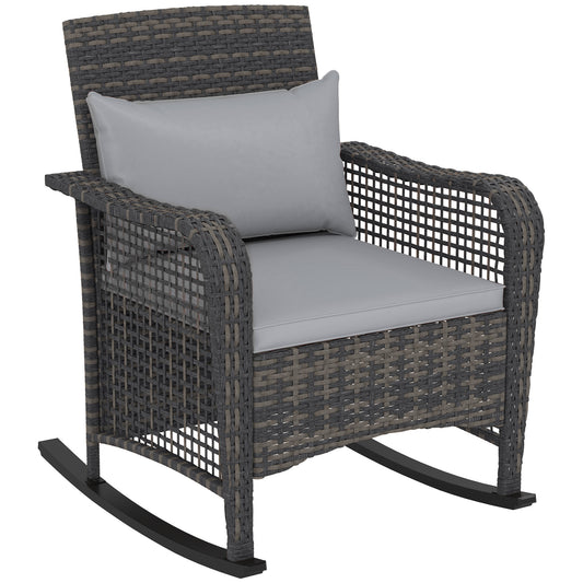 Fotel bujany Outsunny Rattan - jasnoszary