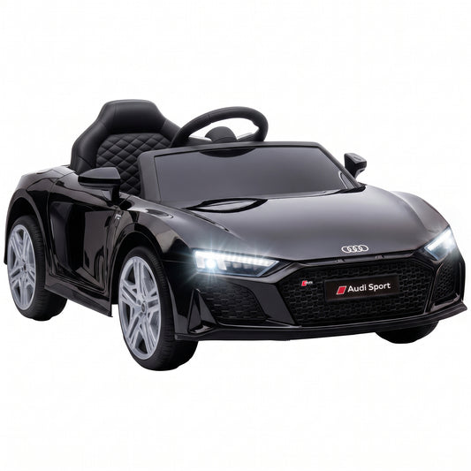 AIYAPLAY Licensed Audi R8 Spyder 12V Electric Car for Kids with Remote Control, Dual Motors, Rear Suspension, Soft Start, Black