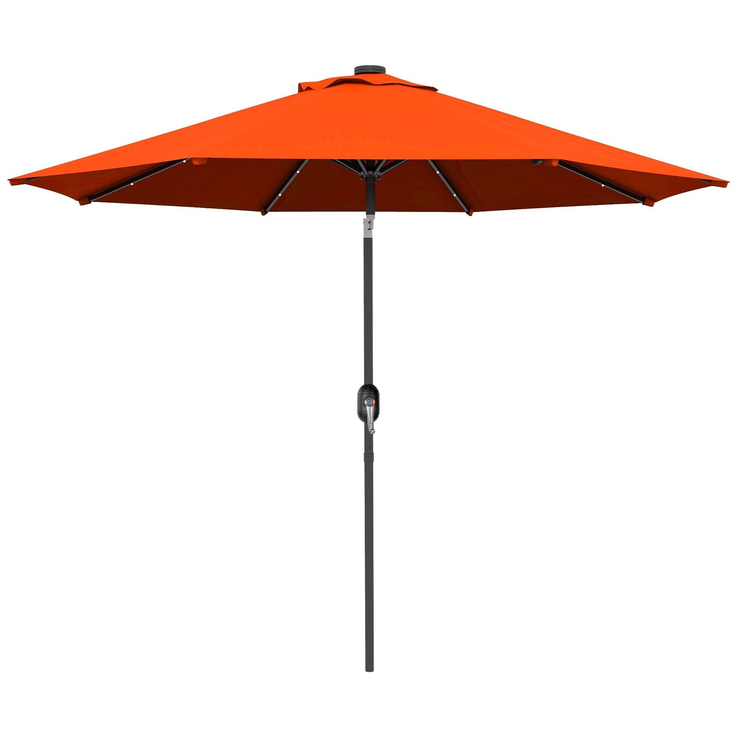 Outsunny 2.7m Outdoor Patio Garden Umbrella Parasol with Tilt Crank and 24 LEDs Lights, Orange