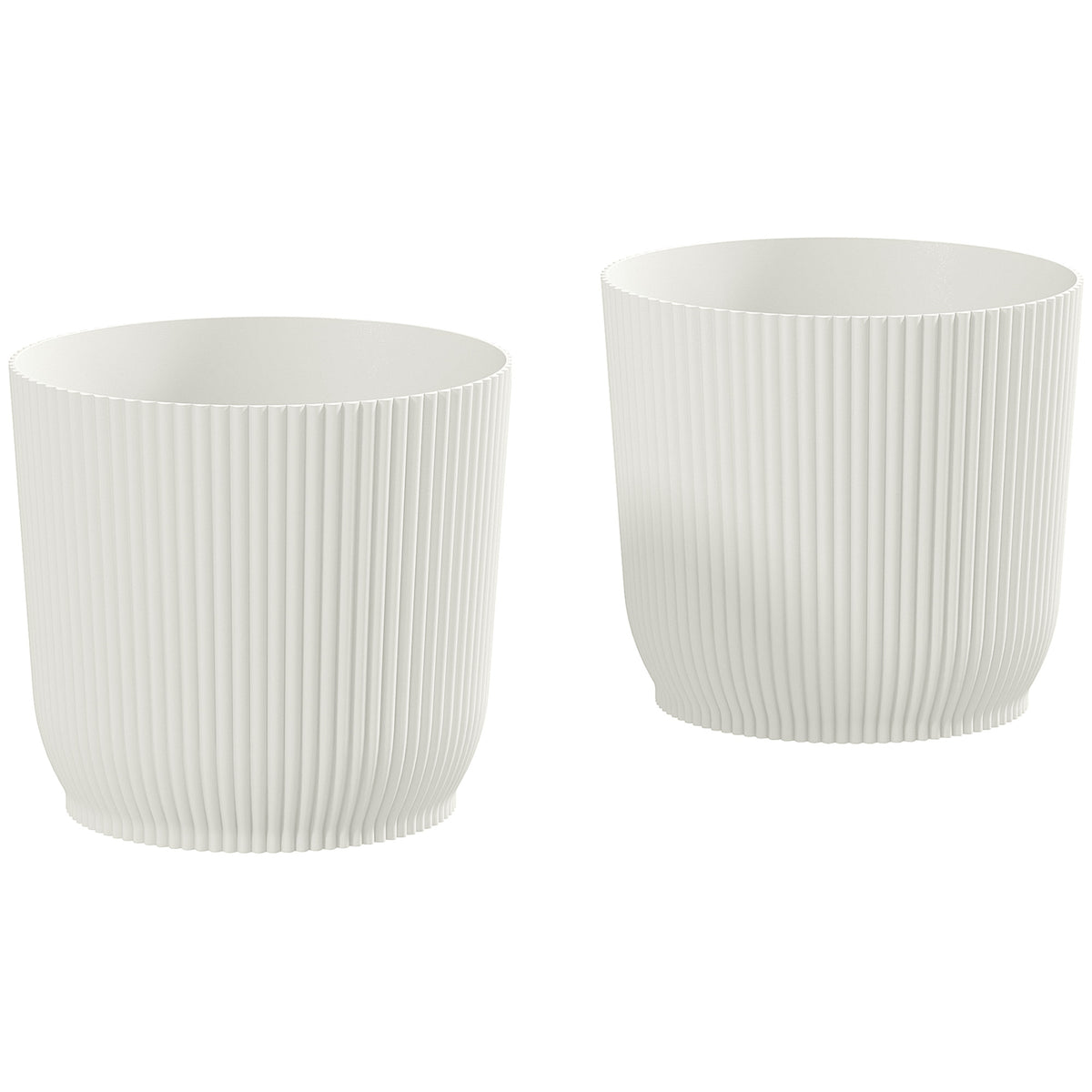 Outsunny Set of Two Ф22cm Planters - White