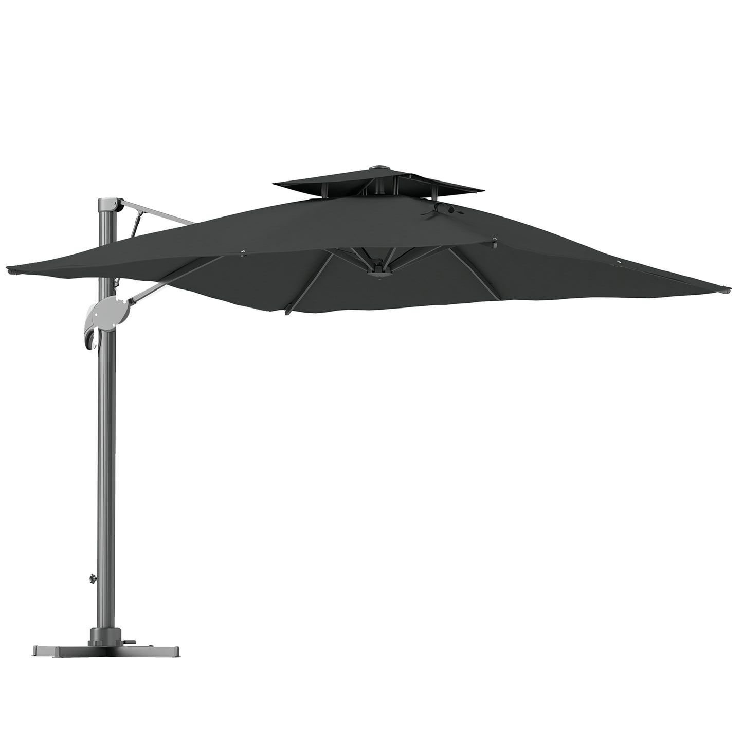 Outsunny 3m gruby materiałowy parasol ogrodowy z podstawą krzyżową - szary