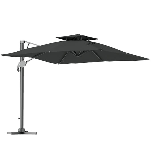 Outsunny 3m gruby materiałowy parasol ogrodowy z podstawą krzyżową - szary