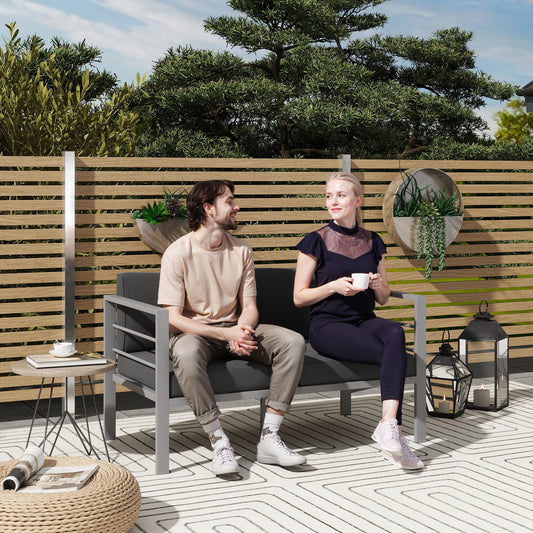 Outsunny Dwuosobowa aluminiowa sofa ogrodowa - szara