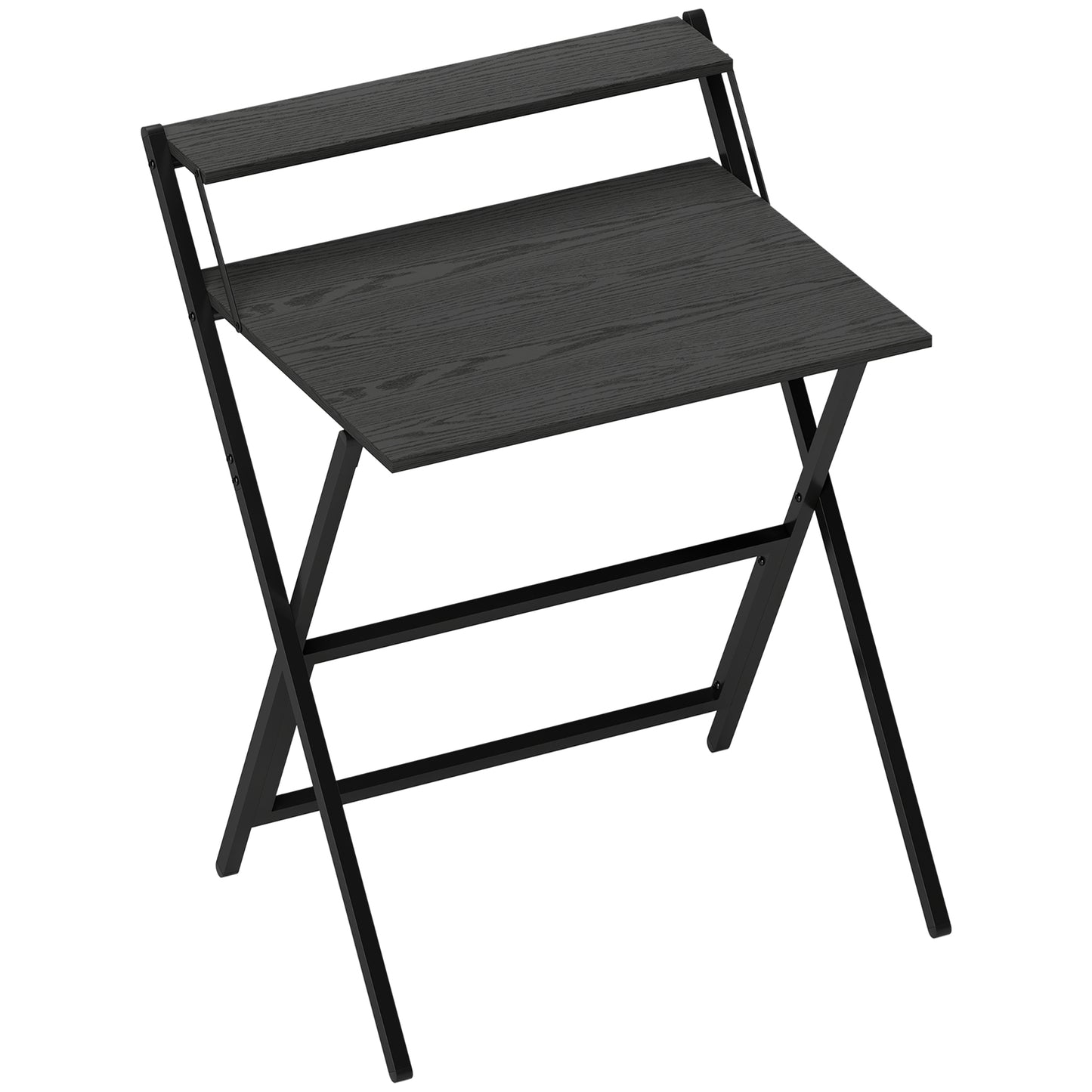 HOMCOM 70 cm Folding Computer Desk with Monitor Shelf - Black