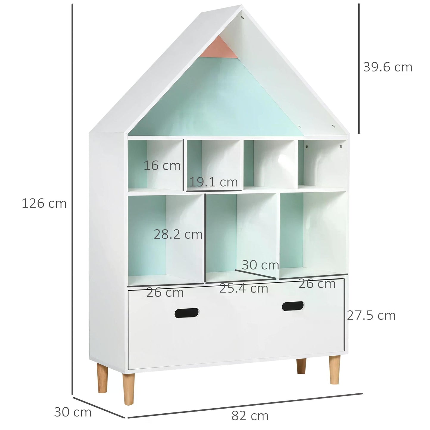 HOMCOM Kids House-Designed Regał na książki z szufladą √¢‚Ç¨‚Äú Niebieski i biały