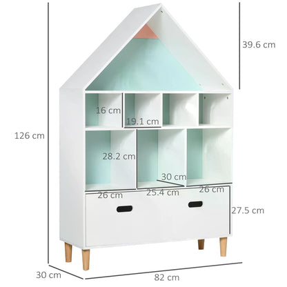 HOMCOM Kids House-Designed Regał na książki z szufladą √¢‚Ç¨‚Äú Niebieski i biały