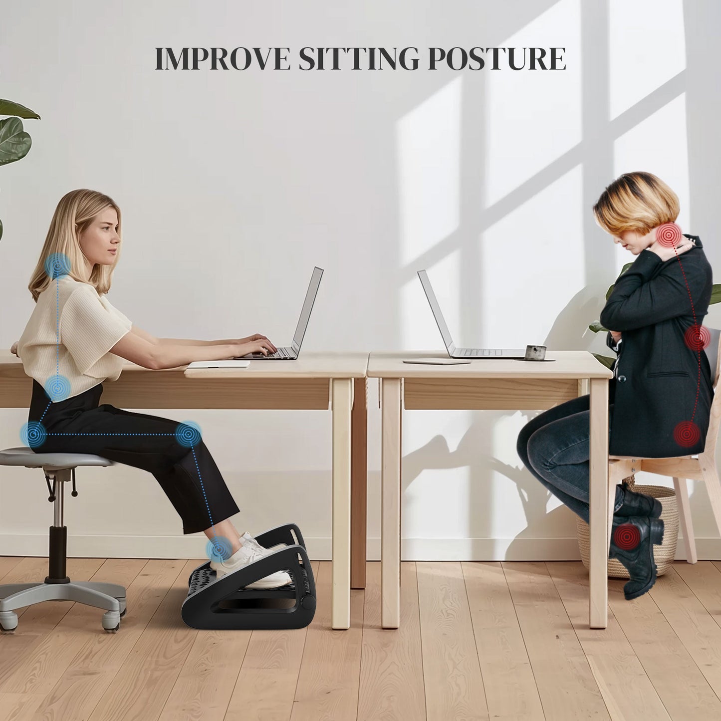 HOMCOM 10√Ç¬∞-45 Six-Angle Massage Footrest - Black