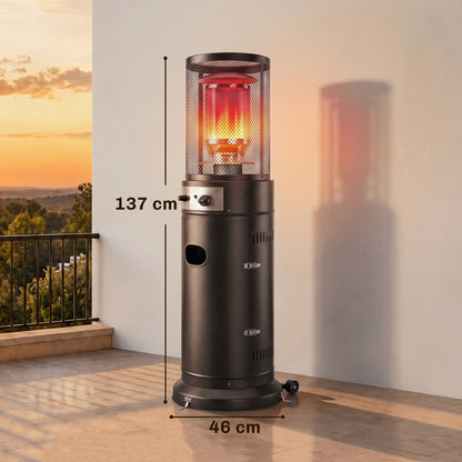 Outsunny Gas Patio Heater, 11 kW Portable Propane Outdoor Heater with Pulse Ignition, Protective Mesh, Tip-over Protection, Black