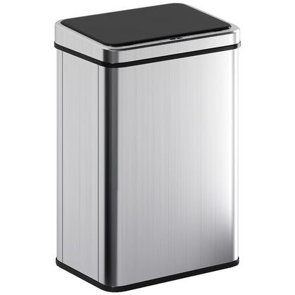 HOMCOM 40L Sensor Bin with Quiet Soft-Close Lid, Automatic Touchless Motion Sensor Kitchen Bin with Fingerprint Resistant Stainless Steel for Hygienic Gyms, Home Office Use, Silver Tone