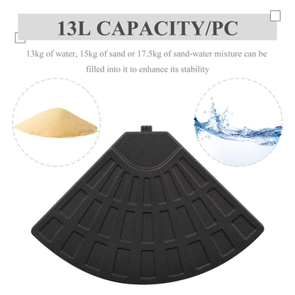 4 قطع من Outsunny، قاعدة مظلة مستديرة محمولة بوزن 70 كجم، حامل متقاطع للأوزان، حامل رمل أو ماء، حديقة خارجية، فناء