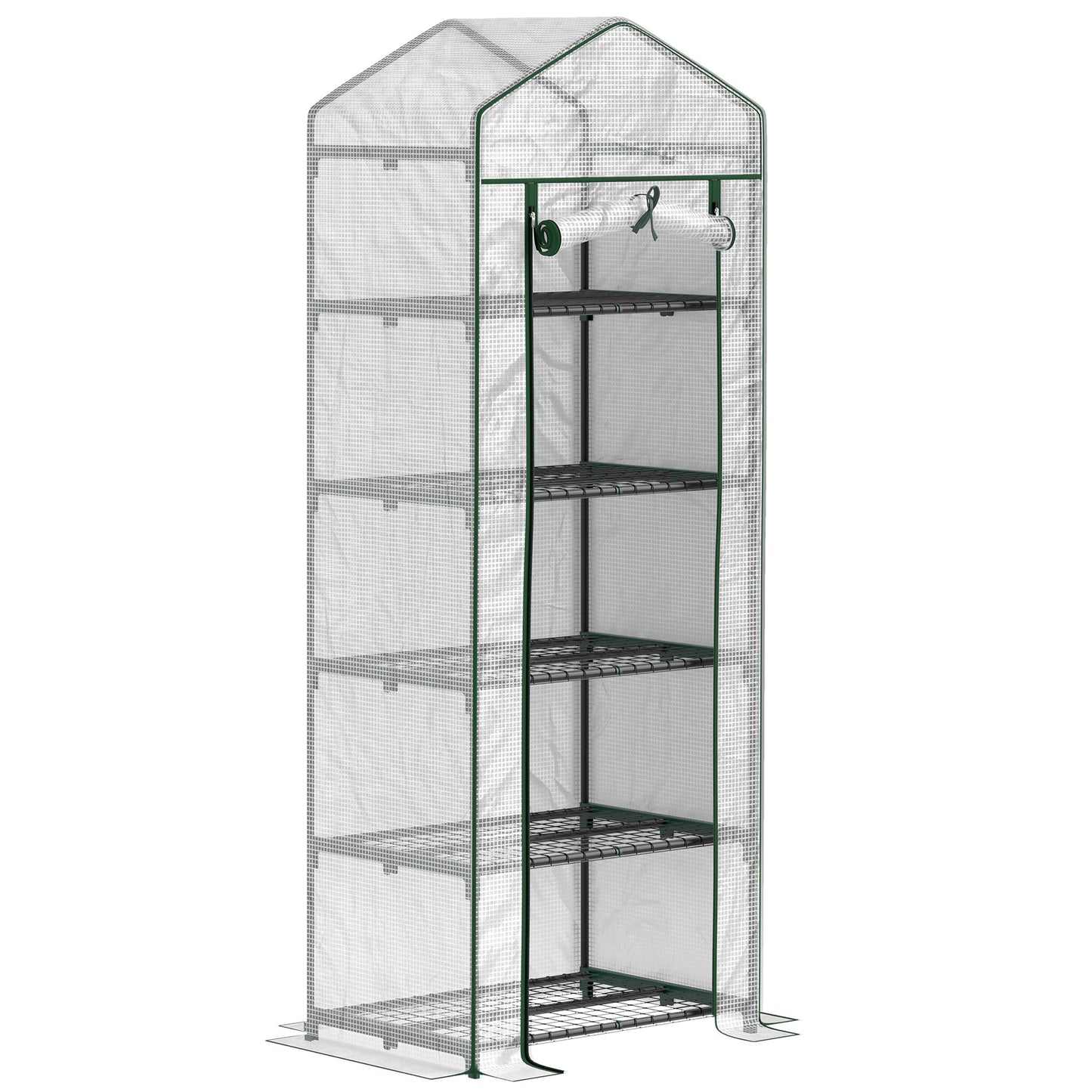 Mini szklarnia Outsunny 193 cm z pięcioma półkami – biała