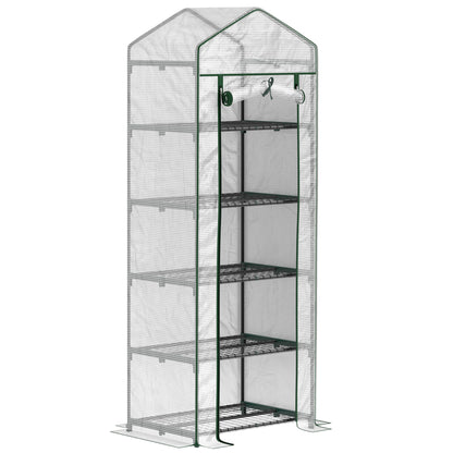 Mini szklarnia Outsunny 193 cm z pięcioma półkami – biała