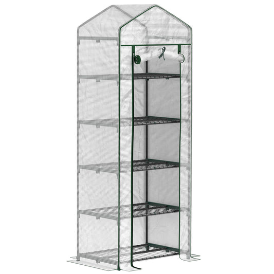 Mini szklarnia Outsunny 193 cm z pięcioma półkami – biała
