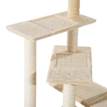 PawHut 100 cm Cat Tree for Indoor Cats Kitten Scratch Scratching Post Climbing Tower Activity Centre Beige